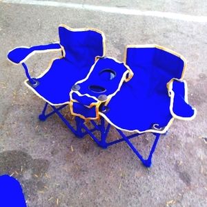 Twin camping chairs. With cup holders and bag to store with handle to carry